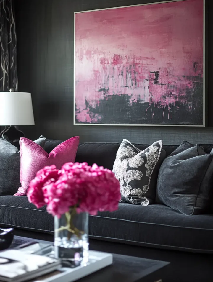 charcoal-gray-pink-living-room